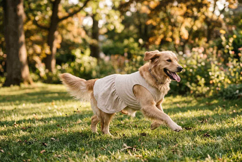 Golden Retriever wearing an N&H dress